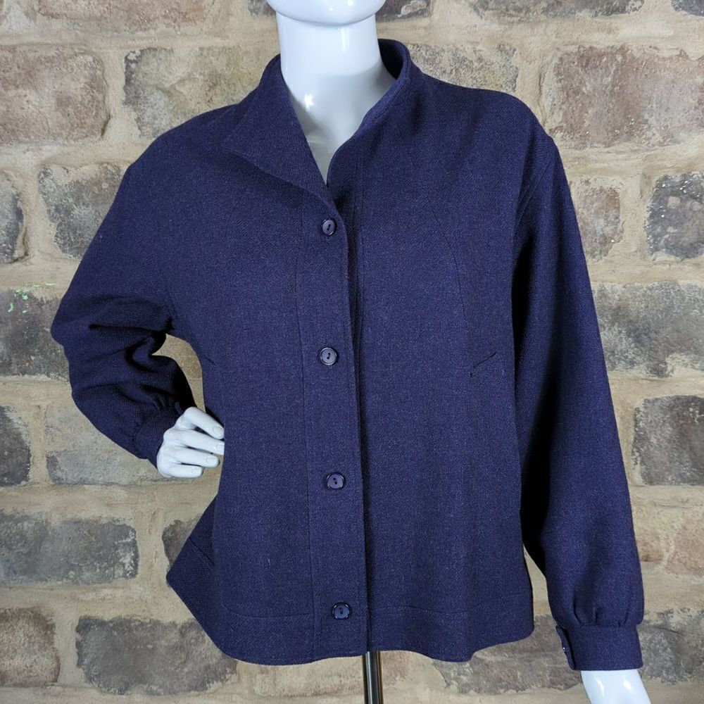 James Pringle Holm Woollen Mills Navy Blue Pure New Wool Jacket Made in Scotland